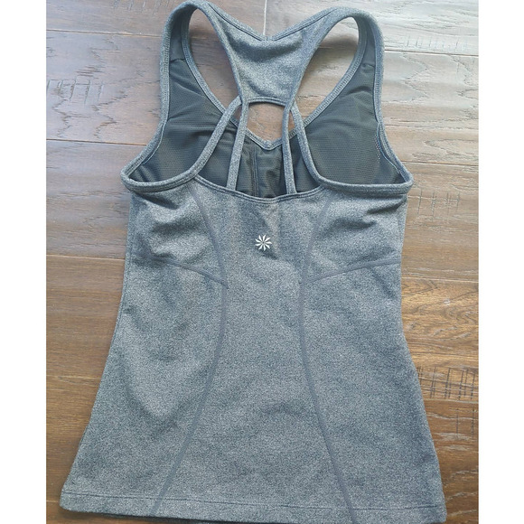 Athleta Gray Equator  Racer Back Tank Top Yoga Shelf Bra XXS - Picture 2 of 4